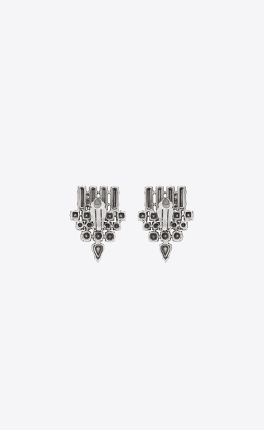 boucles d'oreille smoking en laiton argenté et cristal